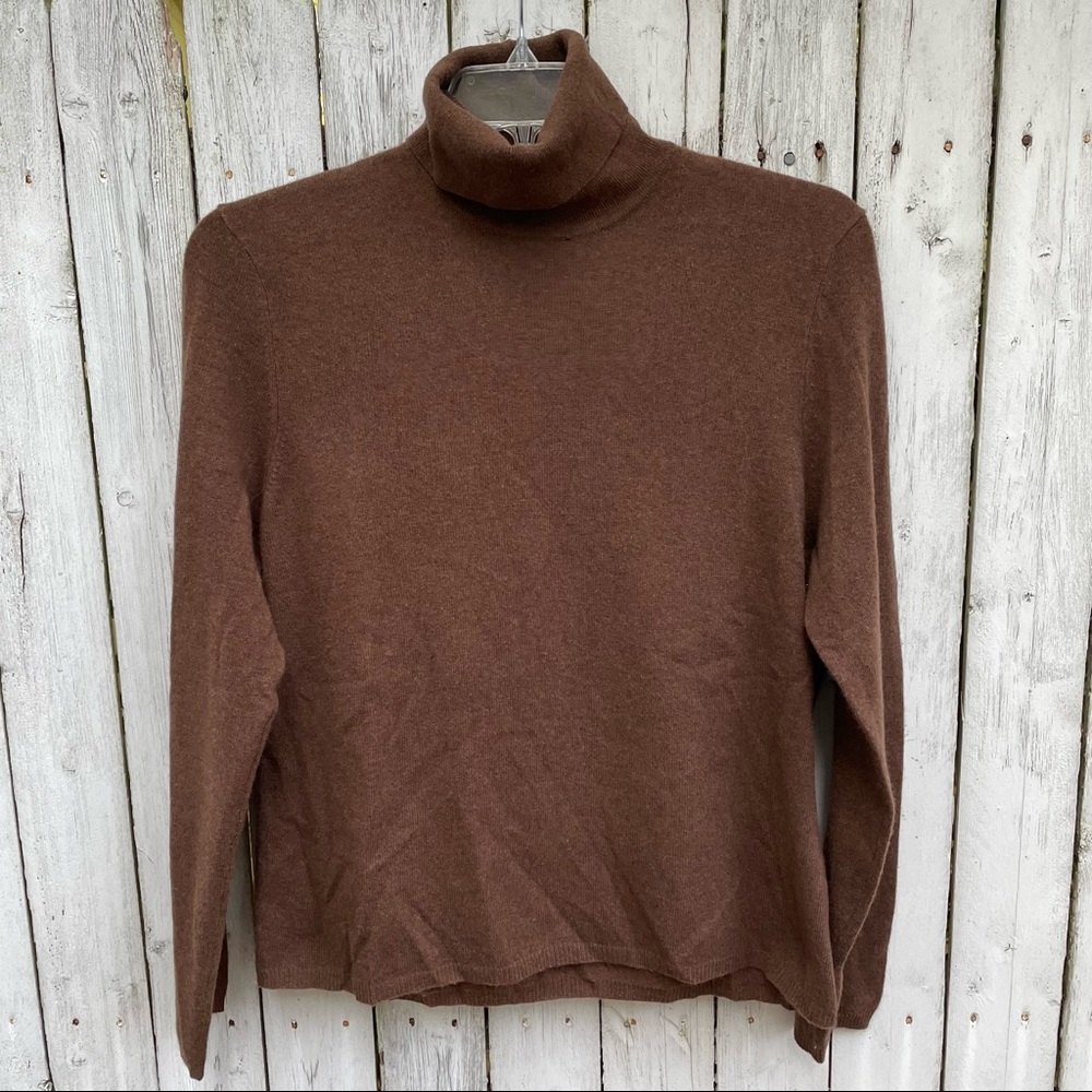 M-A-G Magaschoni 100% Cashmere Turtleneck Sweater Brown Xl